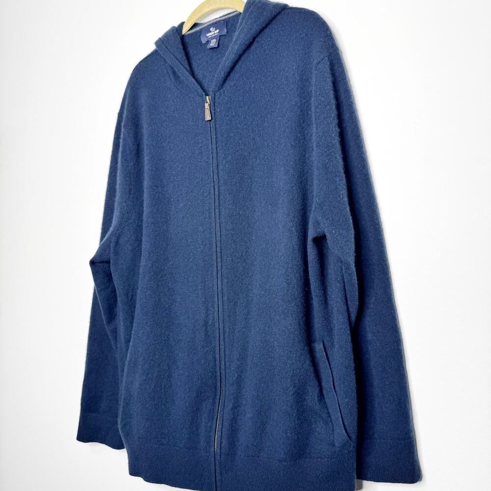 Lands End 100% Cashmere Zip Hoodie Sweater Blue Womens XXL - Picture 3 of 6